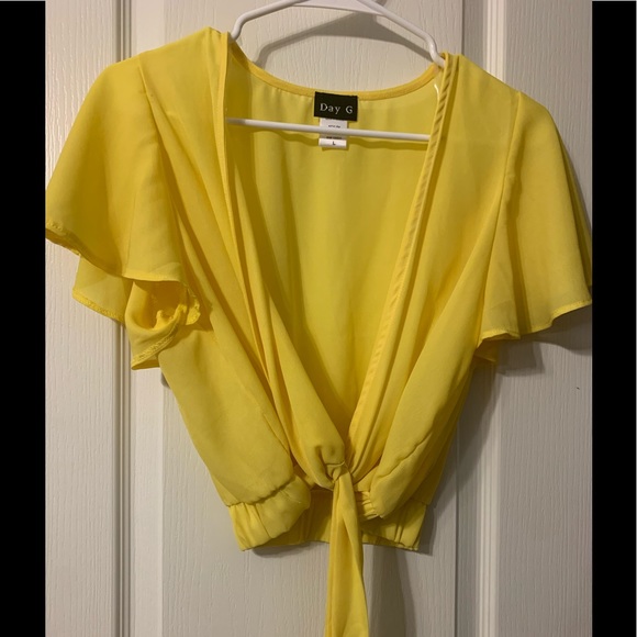 Yellow Ruffle Wrap - Blouse/Crop Top - Picture 1 of 1